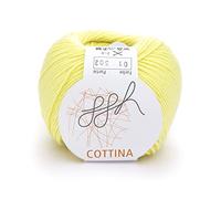 ggh Cottina - 100% Baumwolle - Lauflänge 140m auf 50g - Wolle zum Stricken oder Häkeln Farbe 001 - Hellgelb