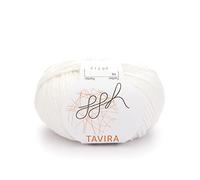ggh Tavira - 100% Baumwolle - Lauflänge 80m auf 50g - Nadelstärke 4-5 - Wolle zum Stricken oder Häkeln geeignet - Farbe 010 - Cremeweiß
