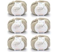 ggh Tavira Box | 6x50g (insg. 300g) Baumwolle zum Stricken oder Häkeln - 021 - Sandbeige