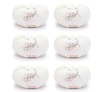 ggh Tavira Box | 6x50g (insg. 300g) Baumwolle zum Stricken oder Häkeln - Farbe 010 - Cremeweiß