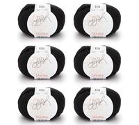 ggh Tavira Box | 6x50g (insg. 300g) Baumwolle zum Stricken oder Häkeln - Farbe 012 - Schwarz