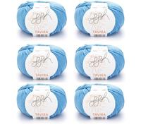 ggh Tavira Box | 6x50g (insg. 300g) Baumwolle zum Stricken oder Häkeln - Farbe 015 - Aquablau