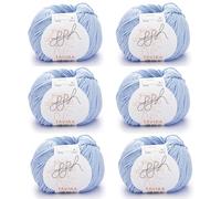 ggh Tavira Box | 6x50g (insg. 300g) Baumwolle zum Stricken oder Häkeln - Farbe 016 - Hellblau