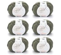 ggh Tavira Box | 6x50g (insg. 300g) Baumwolle zum Stricken oder Häkeln - Farbe 023 - Khaki