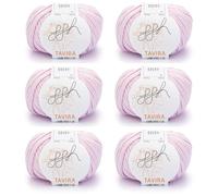 ggh Tavira Box | 6x50g (insg. 300g) Baumwolle zum Stricken oder Häkeln - Farbe 030 - Hellrosa