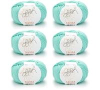 ggh Tavira Box | 6x50g (insg. 300g) Baumwolle zum Stricken oder Häkeln - Farbe 036 - Helles Aquamarin
