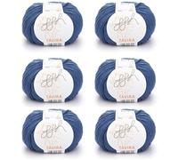 ggh Tavira Box | 6x50g (insg. 300g) Baumwolle zum Stricken oder Häkeln - Farbe 037 - Weiches Indigo