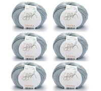 ggh Tavira Box | 6x50g (insg. 300g) Baumwolle zum Stricken oder Häkeln - Farbe 041 - Hellgrau