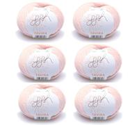 ggh Tavira Box | 6x50g (insg. 300g) Baumwolle zum Stricken oder Häkeln - Farbe 046 - Puder Rosa