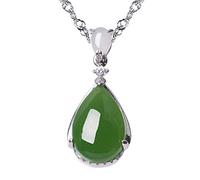 GGMWDSN Jade Kette Damen, Smaragd Kette, Jade AnhäNger Echt, GrüNe Jade AnhäNger Halskette FüR Frauen Schmuck Geschenk üBer Sterling Silber mit Geschenkbox, Unisex