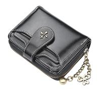 GGOOB Kleine Geldbörse für Damen, Vintage-Zip-Bifold-Wallet, Gothic-Portemonnaie, Mini-Leder-Geldbörse mit Reißverschluss-Münzfach, Schwarz, Small
