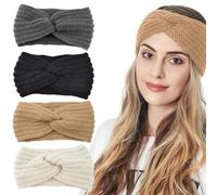 GGUFAY Schleifen Stirnband Damen Winter, Gestrickt Warmes Stirnbänder Ohrenwärmer Kopfband Haarband Verdicken für Frauen Mädchen, Elastische Häkelarbeit Thermo Stirnband (B)