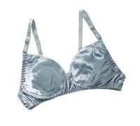 GHAKKE BHS Aus 100% Maulbeerseide, Ultradünner Triangel BH Für Den Sommer, Sexy Doppelseitiges Satin Bralette, Bügelloser Komfort Bra Für Den Alltag(01,36/80)