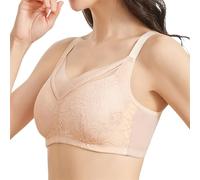 GHAKKE Mastektomie-BH, BH Mit Taschen, Stütz-BH Für Brustprothesen, Sexy Spitze, Bügellos, Bequemer Alltags-BH Für Reife Frauen(Skin,4XL)