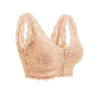 GHAKKE Mastektomie-BH Für Damen, Reißverschluss Vorne, Gepolsterter Post-OP-BH, Sexy Spitze, Bügelloser Alltags-Bra Für Silikonbrüste(Skin,6XL)