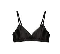 GHAKKE Maulbeerseiden-BH Für Damen, Sexy Schlaf-BH Aus Seidensatin, Ultradünner Französischer Triangel-Cup-BH, Bügelloser Komfort-BH Für Den Alltag(Black,XL)