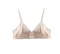 GHAKKE Maulbeerseiden-BH Für Damen, Sexy Schlaf-BH Aus Seidensatin, Ultradünner Französischer Triangel-Cup-BH, Bügelloser Komfort-BH Für Den Alltag(Skin,L)
