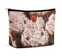 GHBNK Bunte Kosmetiktasche im Retro-Stil, tragbar, Kulturbeutel, Reise-Make-up-Tasche, Make-up-Organizer, Lippenstift-Tasche für Damen, Cupcake und Muffin, Einheitsgröße