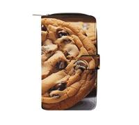 GHBNK Damen Leder Geldbörse Lange Geldbörse für Männer Notenblatt Wristlet Wallets mit 12 Kartenhalter Große Kapazität Münzfach, Schokoladenkekse, 19.7x11x3.5cm