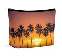 GHBNK Kosmetiktasche mit Flamingo- und Ananasmotiv, tragbar, Reise-Make-up-Tasche, Make-up-Tasche, Lippenstift-Tasche für Damen, Tropischer Sonnenuntergang am Strand, Einheitsgröße