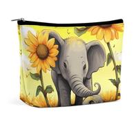 GHBNK Kosmetiktasche mit Muscheln, Seestern am Strand, tragbare Kulturbeutel, Reise-Make-up-Tasche, Make-up-Tasche, Organizer, Lippenstift-Tasche für Damen, Mutter und Baby Elefant Sonnenblumen