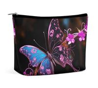 GHBNK Kosmetiktasche mit Muscheln, Seestern am Strand, tragbare Kulturbeutel, Reise-Make-up-Tasche, Make-up-Tasche, Organizer, Lippenstift-Tasche für Damen, Schöner Schmetterling, Einheitsgröße