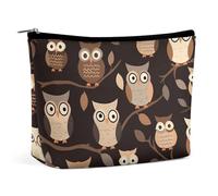 GHBNK Kosmetiktasche, tragbare Kulturbeutel, rosa Flamingo am Strand, Reise-Make-up-Tasche, Beauty-Organizer, Lippenstift-Tasche für Damen, Niedliche braune Cartoon-Eulen, Einheitsgröße