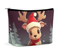 GHBNK Kosmetiktasche, tragbare Kulturbeutel, rosa Flamingo am Strand, Reise-Make-up-Tasche, Beauty-Organizer, Lippenstift-Tasche für Damen, Niedliches Weihnachts-Rentier, Einheitsgröße