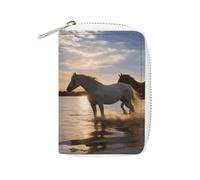 GHBNK Kreditkartenetui, Sonnenuntergänge, See, Pferde, Kreditkartenetui, für Damen, Visitenkarten-Organizer, Kartenhalter, Geldbörse, kleine Münzbörse, weiches PU-Kartenetui mit Reißverschluss, Stil,