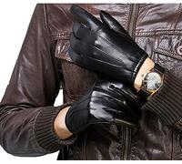 GHCXY Unisex-Erwachsene Fäustlinge Herren Herren Kurzer Abschnitt Fahren Handschuhe Winter Einfache Glamouröse Dicke Warme Touchscreen Fäustlinge Lederhandschuhe Samt Schwarz XL