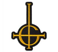 Ghost BC Grucifix Kreuz-Symbol Heavy Metal Doom Hard Rock Band bestickter Aufnäher zum Aufbügeln (8,9 x 12,4 cm, goldene metallisierte Fäden)