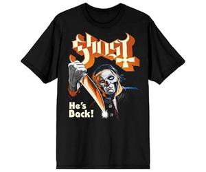 Ghost He's Back Männer T-Shirt schwarz L 100% Baumwolle Band-Merch, Bands, Nachhaltigkeit