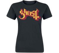 Ghost Logo Gold and Red Frauen T-Shirt schwarz XL 100% Baumwolle Band-Merch, Bands, Nachhaltigkeit