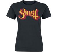 Ghost Logo Gold and Red Frauen T-Shirt schwarz S 100% Baumwolle Band-Merch, Bands, Nachhaltigkeit