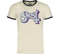 Ghost Logo Unisex Ringershirt altweiß 100% Baumwolle Band-Merch, Bands