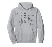 Ghost of Yotei Swords and Falling Leaves Black & White Art Pullover Hoodie, Unisex für Erwachsene, Grau Meliert, S