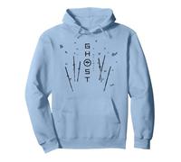 Ghost of Yotei Swords and Falling Leaves Black & White Art Pullover Hoodie, Unisex für Erwachsene, Taubenblau, M