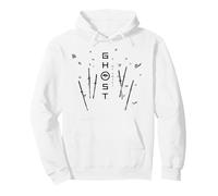 Ghost of Yotei Swords and Falling Leaves Black & White Art Pullover Hoodie, Unisex für Erwachsene, Weiß, L
