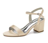 GHSIRUEU Damen Sandaletten mit Blockabsatz Offene Zehen Sommerschuhe Sandalen für Hochzeit Oder Abend,Champagne,35 EU