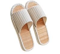 GHYUB Bambus-Hausschuhe Pantoffeln Für Damen Und Herren Sommer，offene Zehensandale Für Drinnen Und Draußen, Unisex-Pantoffeln, Stumme Hausschuhe, rutschfeste Sandalen (Color : Beige, Size : EUR40-41)