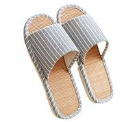 GHYUB Bambus-Hausschuhe Pantoffeln Für Damen Und Herren Sommer，offene Zehensandale Für Drinnen Und Draußen, Unisex-Pantoffeln, Stumme Hausschuhe, rutschfeste Sandalen