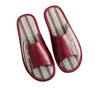 GHYUB Leinen Hausschuhe Pantoffeln Für Damen, Sandale Für Herren Mit Offenem Zeh, Schafshaut-Sandalen Aus Baumwolle Und Leinen, Flip Flops Für Herren Und Damen Zu Hause