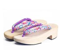 GHYUB Traditionell Japanische Holz Schuhe，Flip Flop Hausschuhe，Klassische Mode Für Damen Geta-Clogs Sandalen Flip-Flop-Strandschuhe, rutschfeste Sandalen (Color : C, Size : EUR39/40)