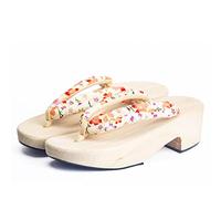 GHYUB Traditionell Japanische Holz Schuhe，Flip Flop Hausschuhe，Klassische Mode Für Damen Geta-Clogs Sandalen Flip-Flop-Strandschuhe, rutschfeste Sandalen (Color : A, Size : EUR39/40)