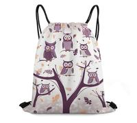 GHZWACKJ Rucksack mit Kordelzug, wasserdicht, Turnbeutel für Männer und Frauen, Cinch-Tasche, Eulen, Äste, Kordelzugbeutel, Sportbeutel mit Kordelzug, Eulen-Baumzweige, 35*42cm