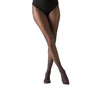 Gi&Gi Damen-Strumpfhose mit Punkten, durchscheinend, 40 Denier mit Zwickel aus Baumwolle, mit Punktemuster All Over.N.1292, silber / schwarz, L/XL