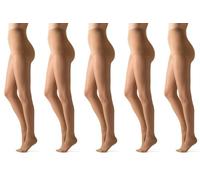 Gi&Gi Damen-Strumpfhose transparent - Strumpfhose mit hoher Taille, verstärkt mit unsichtbaren Füßen, 20 Denier, NATÜRLICH 5 PAAR, L/XL