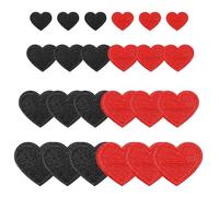 Giantree 40Stück Herz Stickerei Aufnäher, Patches zum Aufbügeln, Mini Stickerei Aufnäher Bügelpatch in Herzform Niedliche Bügel Patches für Kleidung Hüte Jacke Jeans Rucksäcke Tasche DIY (Schwarz+Rot)