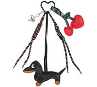 Giantree Dackel Schlüsselanhänger, Süße Leder Dackel Herz Kirsche Taschenanhänger Dackel Keychain Dackel anhänger Glücksbringer Dackel Geschenke (Schwarz)