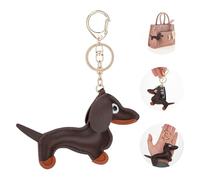 Giantree Schlüsselanhänger Dackel, Süße Welpe Hundetasche Anhänger Leder Glücksbringer Dackel Keychain Geschenke für Lieblingsmensch Frauen Männer Kinder Geburtstag Schlüsselring (dunkelbraun)